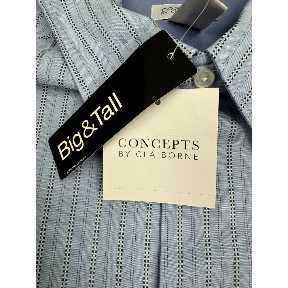 Concepts Size 4XL Big & Tall Mens Shirt Blue Stripe Long Sleeve Button Up NWT